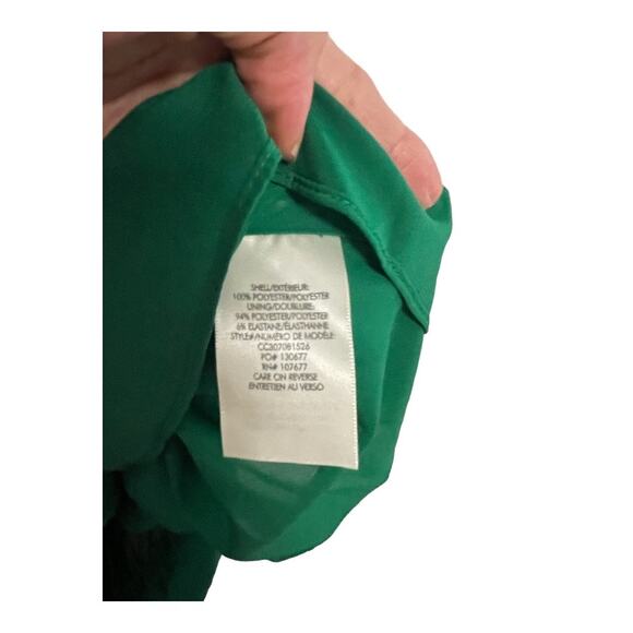 Alice + Olivia Fayeth Midi Dress Pleated Cut-Out Asymmetric Hem Emerald Size 2 - Picture 5 of 15